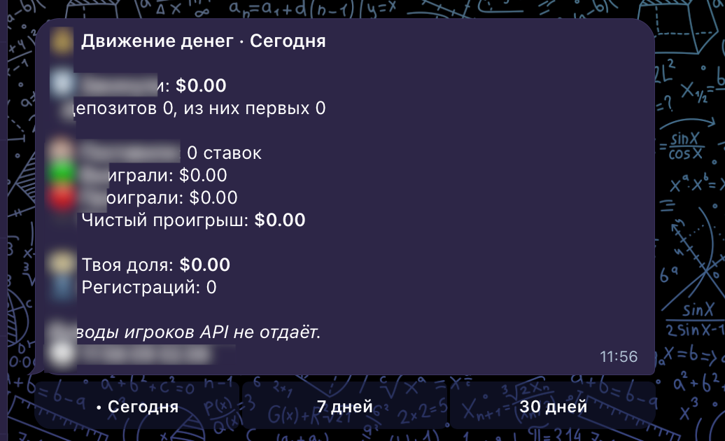 Сводка движения денег за день